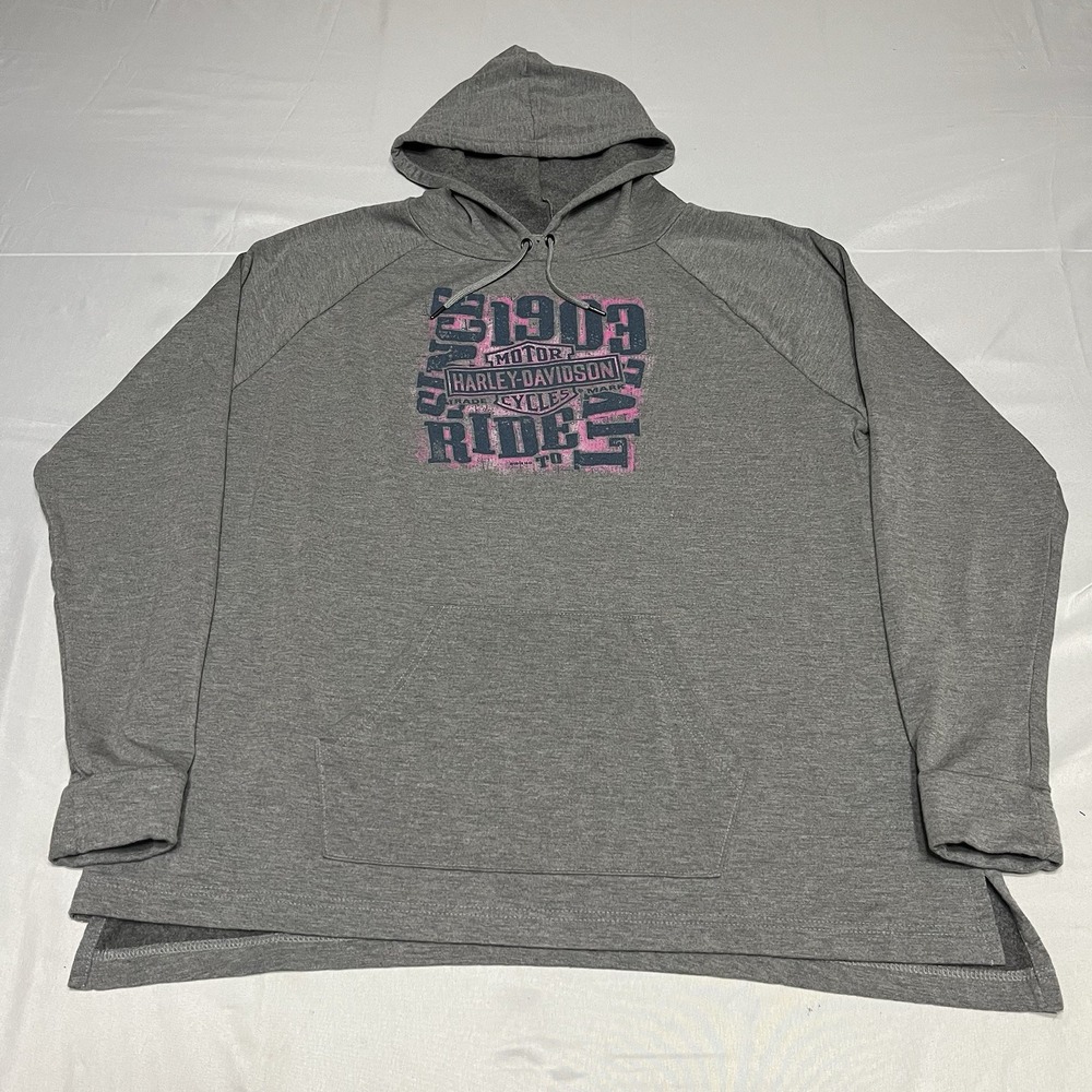 Harley-Davidson Hoodie Women's 2XL Gray Sweatshirt Double Sided Logo Super Soft